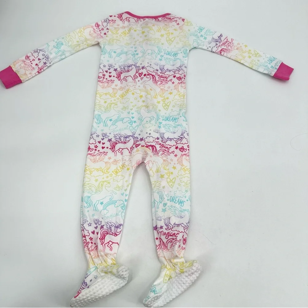 Members Mark Pajama Baby Girls 12 Mos. 1 Pc Unicorn Footed Sleeper Full Zip
